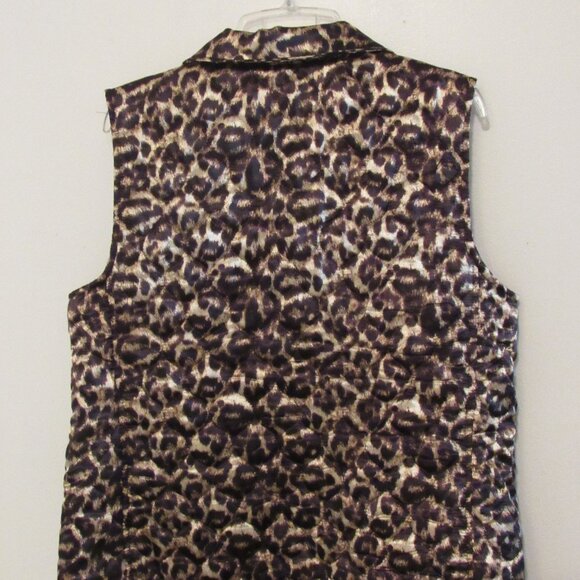 Casual Identity Animal Print Puffer Vest Women's Sz Large Lined Full Zip Leopard - Picture 5 of 9